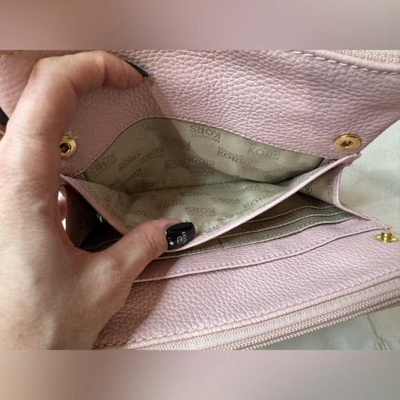 NWOT Michael Kors Double Zip Pink Leather Crossbody - Picture 9 of 17